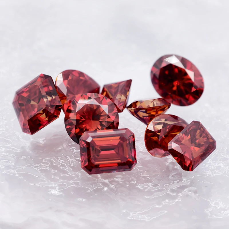 Garnet Color Multi-shape 0.5-3ct Moissanite Stones GRA VVS1 for Jewelry Making