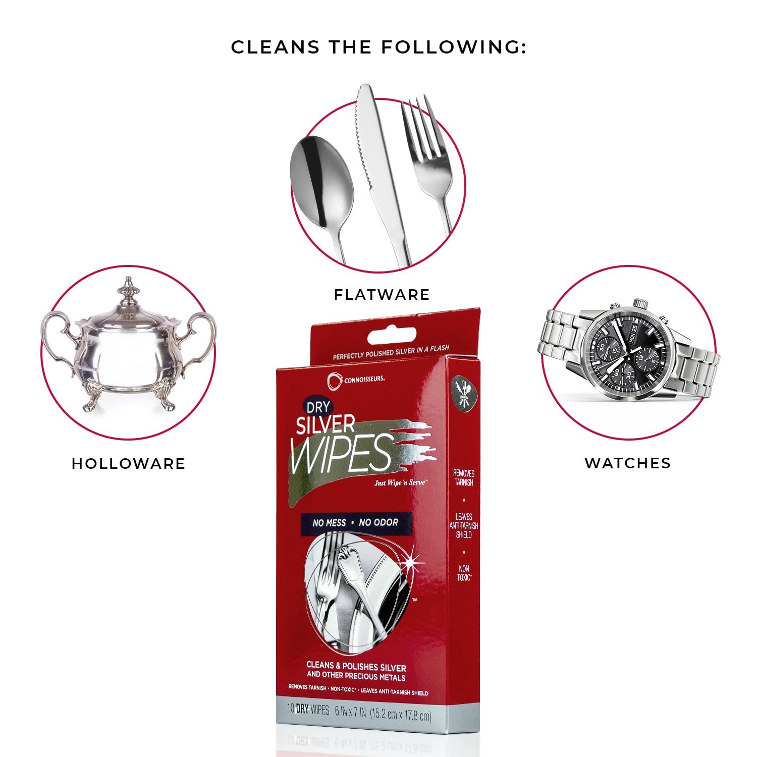 Connoisseurs Silver Cleaner Wipes for Sterling 1 Count (Pack of 10), White