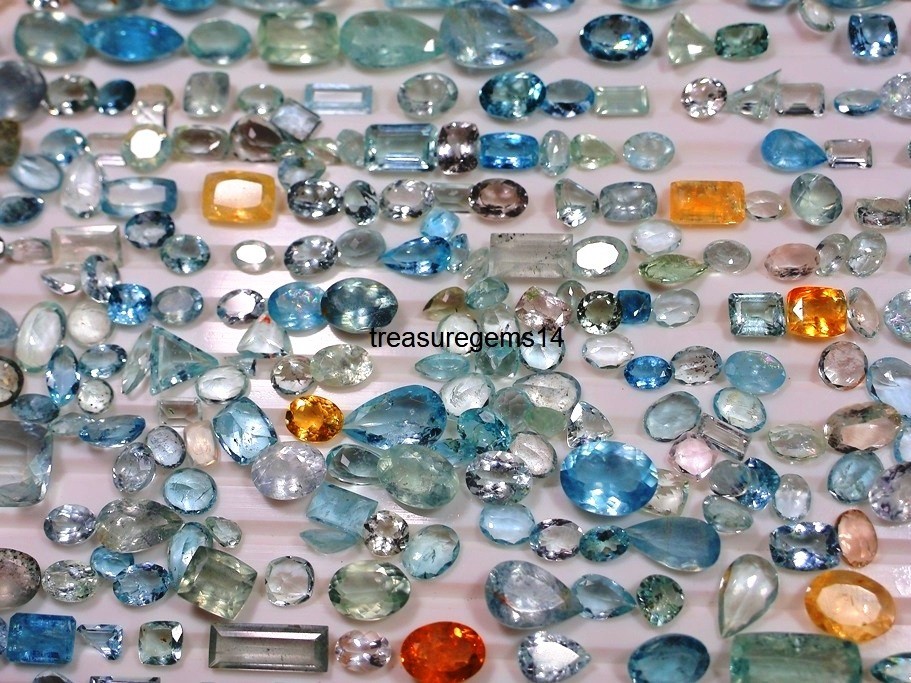10 Carat Wholesale Lot Natural Santa Maria Aquamarine Faceted Cut Stone Gemstone
