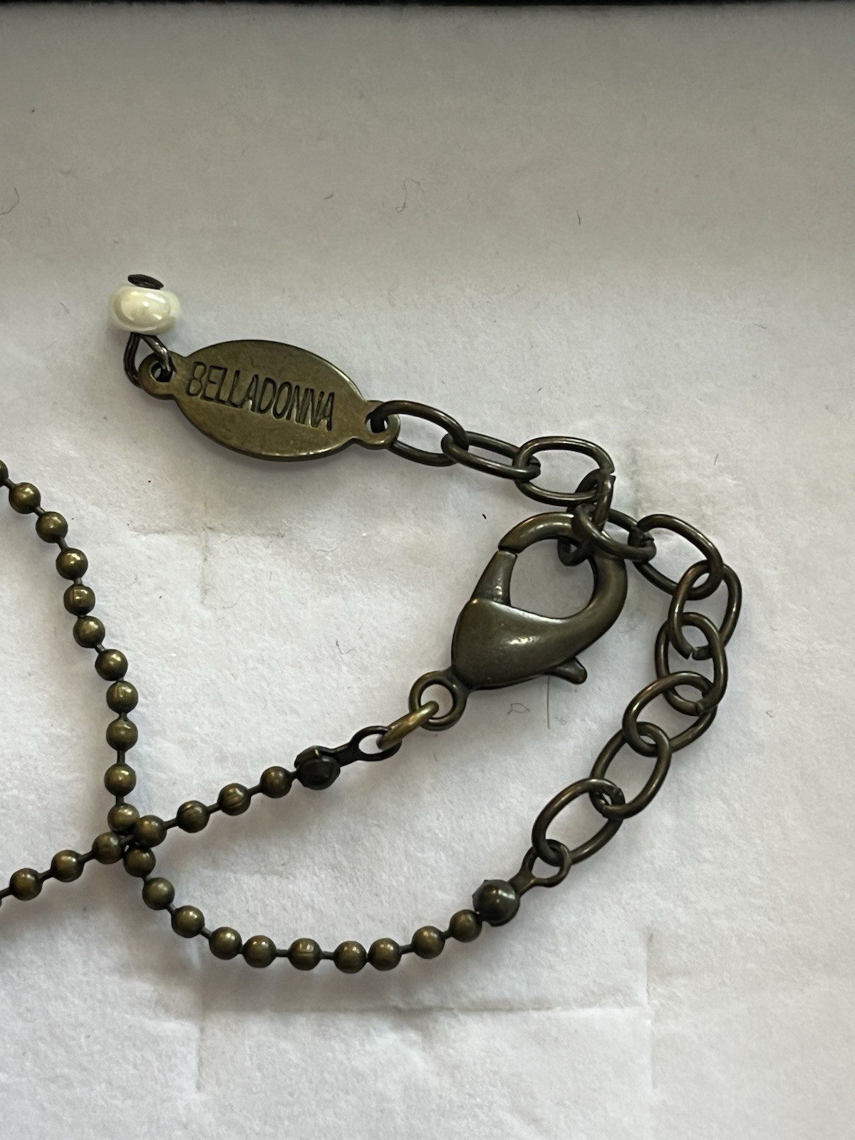 Belladonna Toronto Canada Necklace Brass Rhinestone Art Deco Drop Pendant 18″