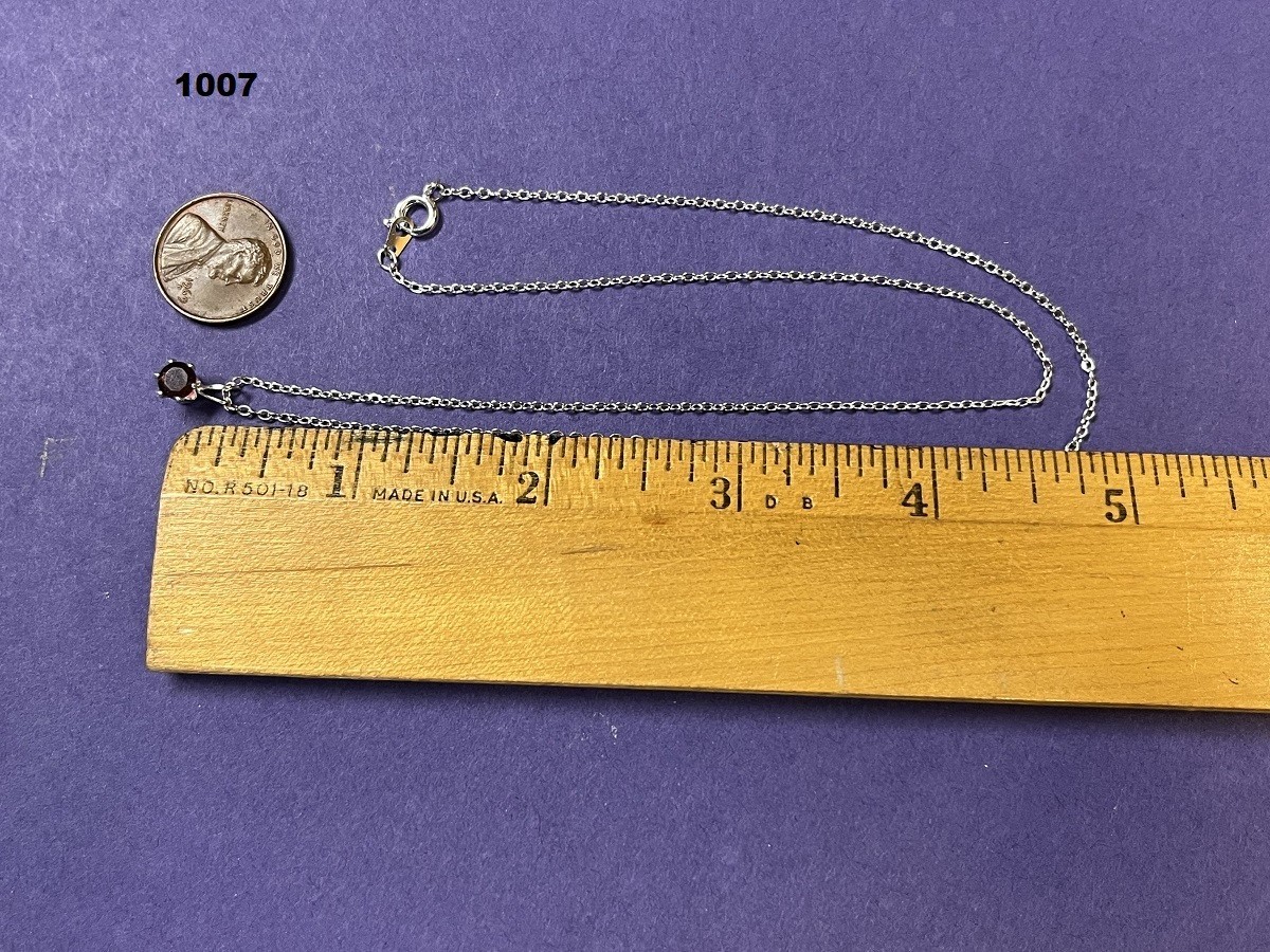 18″ SILVER TONE NECKLACE WITH A PURPLE STONE #1007