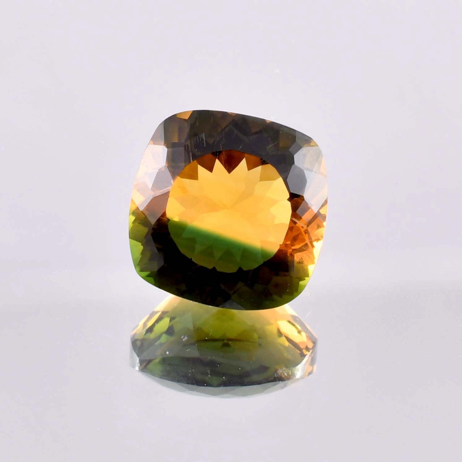 Flawless Natural Bi-Color Yellow Green Tourmaline (GIT Certified) Loose Gemstone