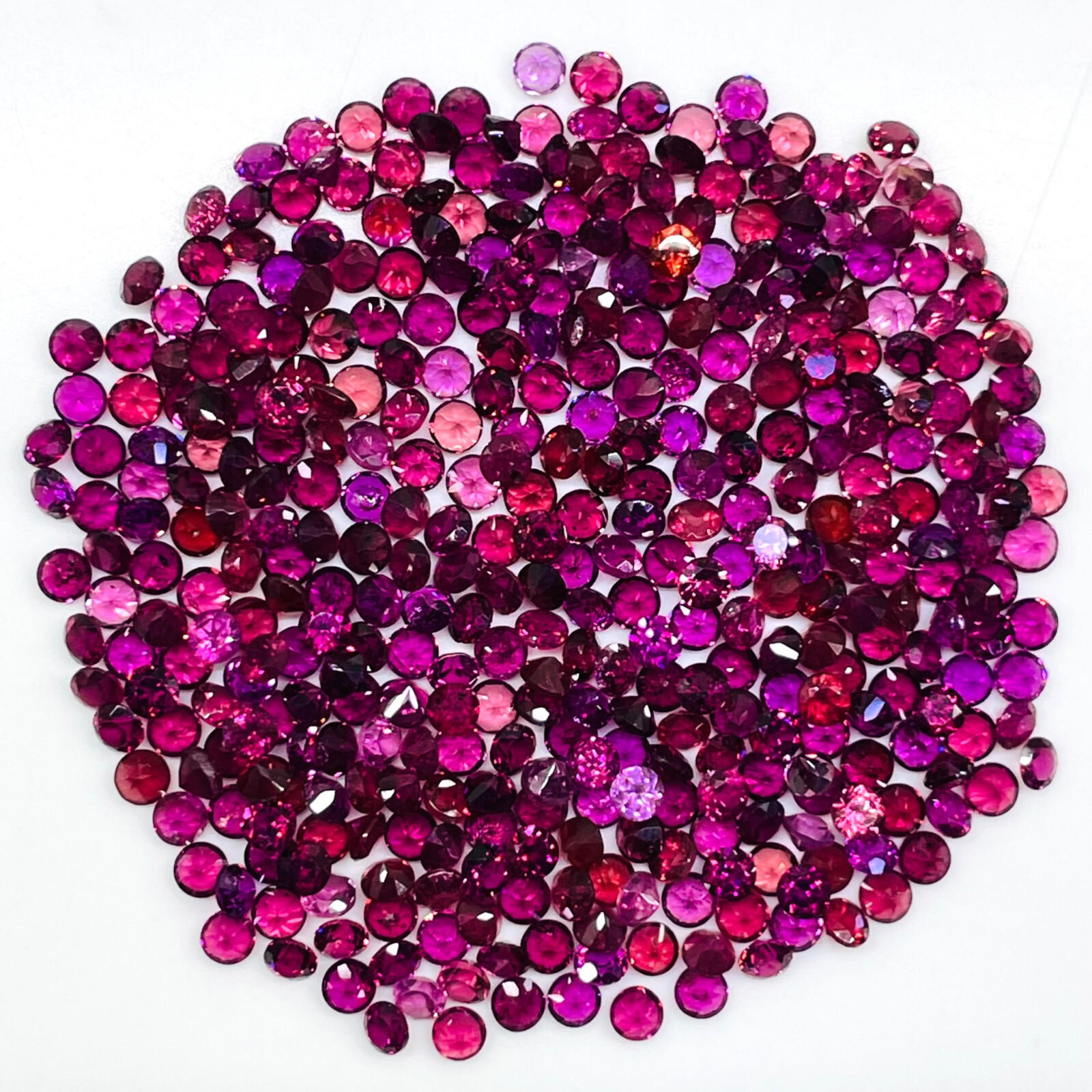 200 Pcs Natural Rhodolite Garnet 2.7mm Round Cut Loose Untreated Gemstones Lot