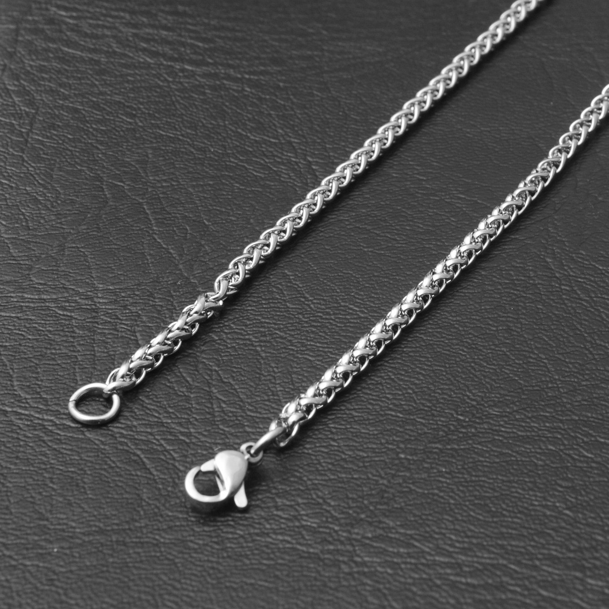 5pcs/lot 2.5/3/4/5/6mm Stainless Steel Wheat Braided Chain Necklace Mens Jewelry