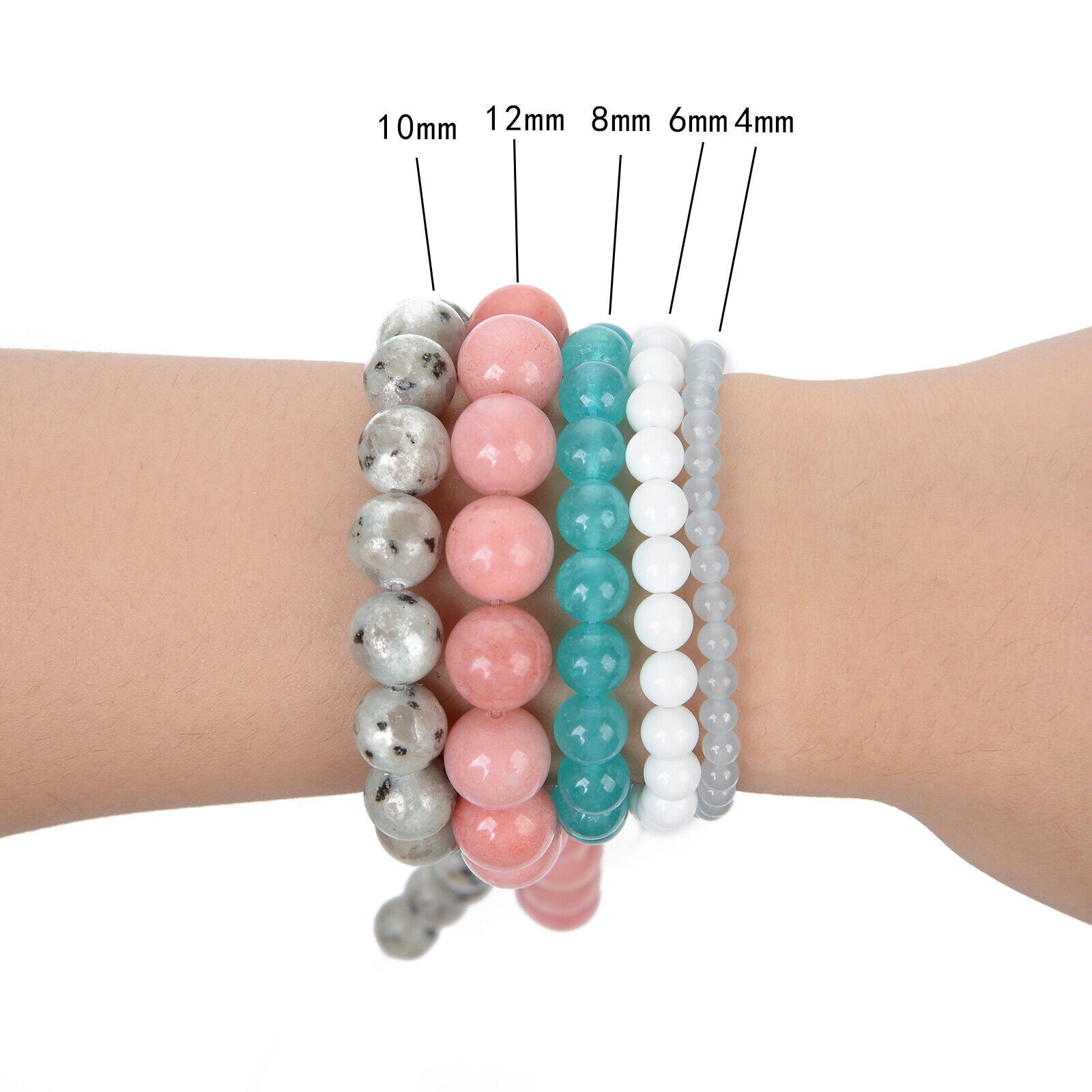 Natural-Gemstone Round Spacer Loose Beads Jewelry Making 4mm 6mm 8mm 10mm 12mm