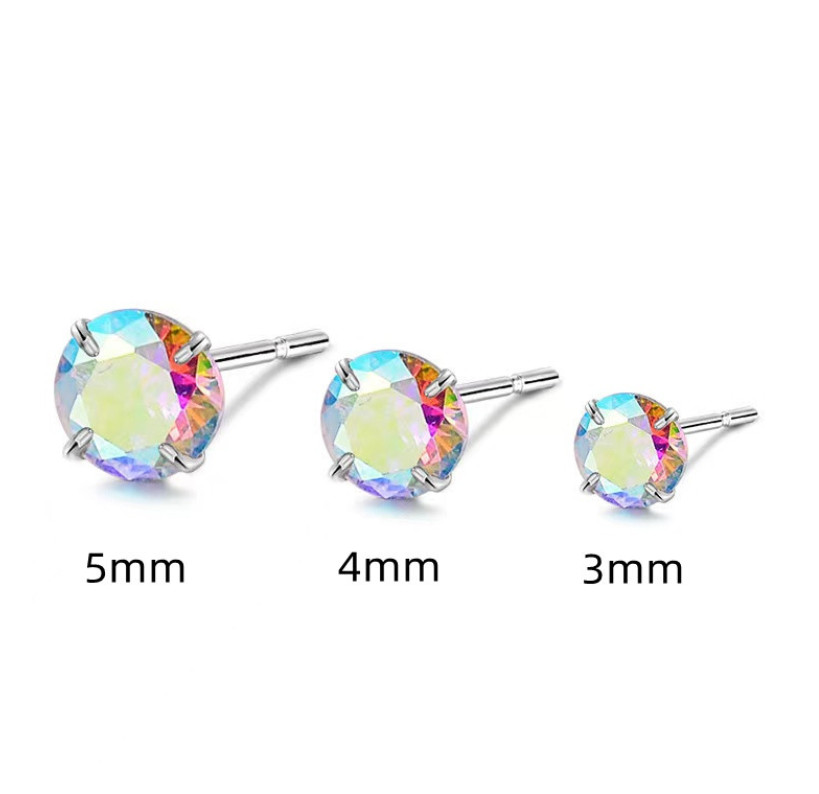 GENUINE SOLID 925 STERLING SILVER CUBIC ZIRCONIA STUD EARRINGS 2-8mm WOMEN PE24
