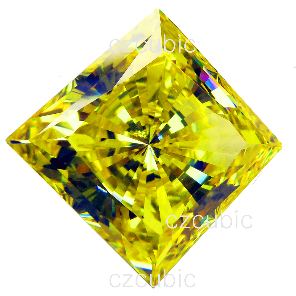 CUBIC ZIRCONIA SUPER QUALITY SQUARE/ SQ STONE 7 STAR YELLOW COLOR CZ U.S SHIPER