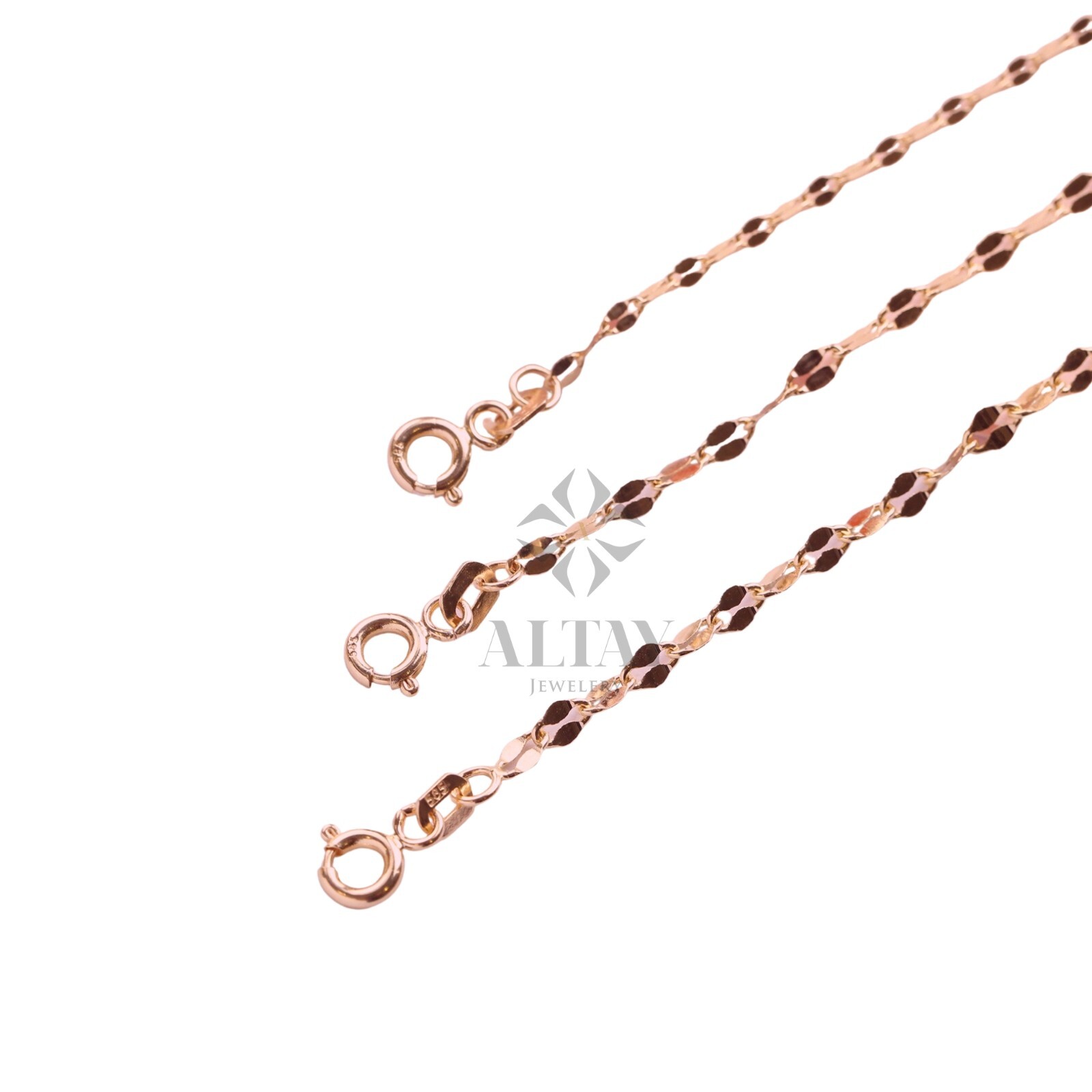 14K Gold Sparkle Chain Necklace, Glitter Chain Necklace, Flat Gold Link Chain