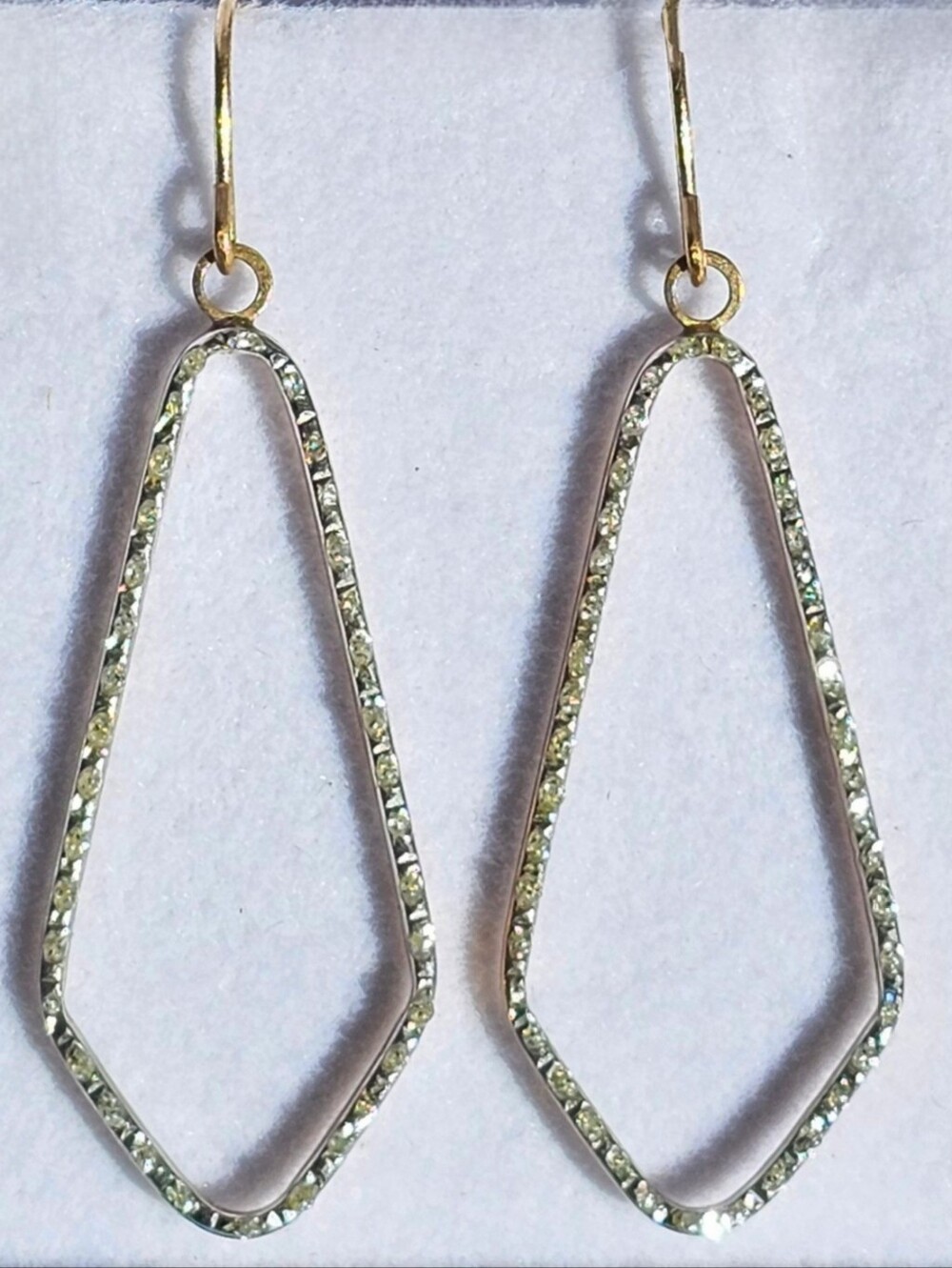 10k Gold Diamond Drop Geometric Dangle Earrings