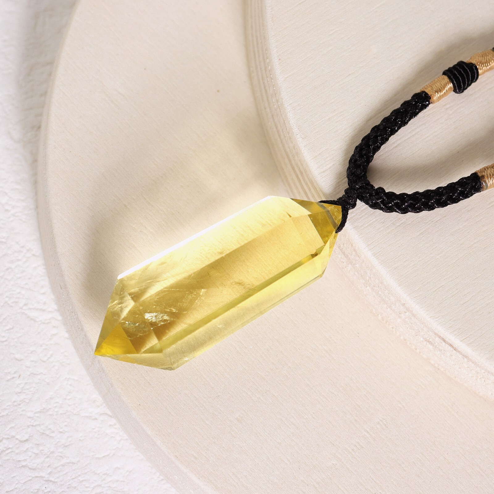 Natural Yellow Crystal Gemstone Citrine Pendant Healing Women Men Necklace Gift