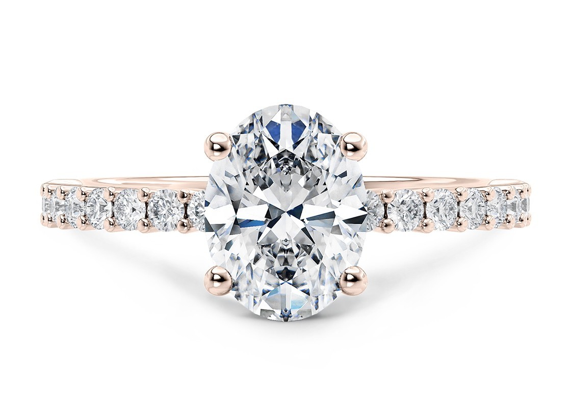 Lab Grown 8×10 mm Oval Diamond Solitaire Pavé Band Engagement Sterling Silver