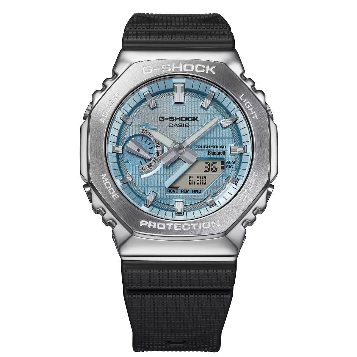 CASIO G SHOCK Tough Solar mobile link black silver light blue GBM 2100A 1A2 men’