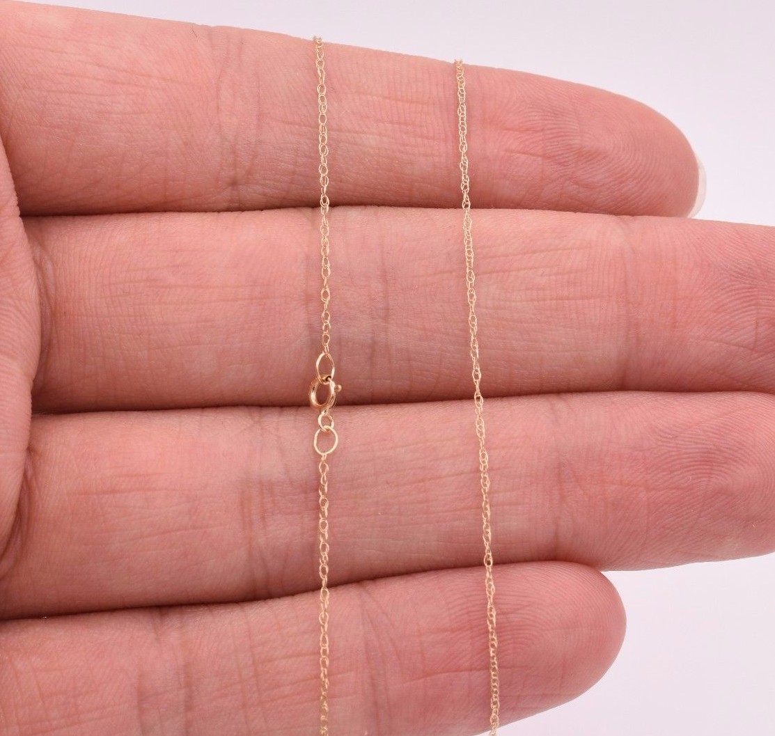 0.6mm Open Dainty Twisted Rope Chain Necklace Real Solid 10K Yellow Gold 16″ 18″