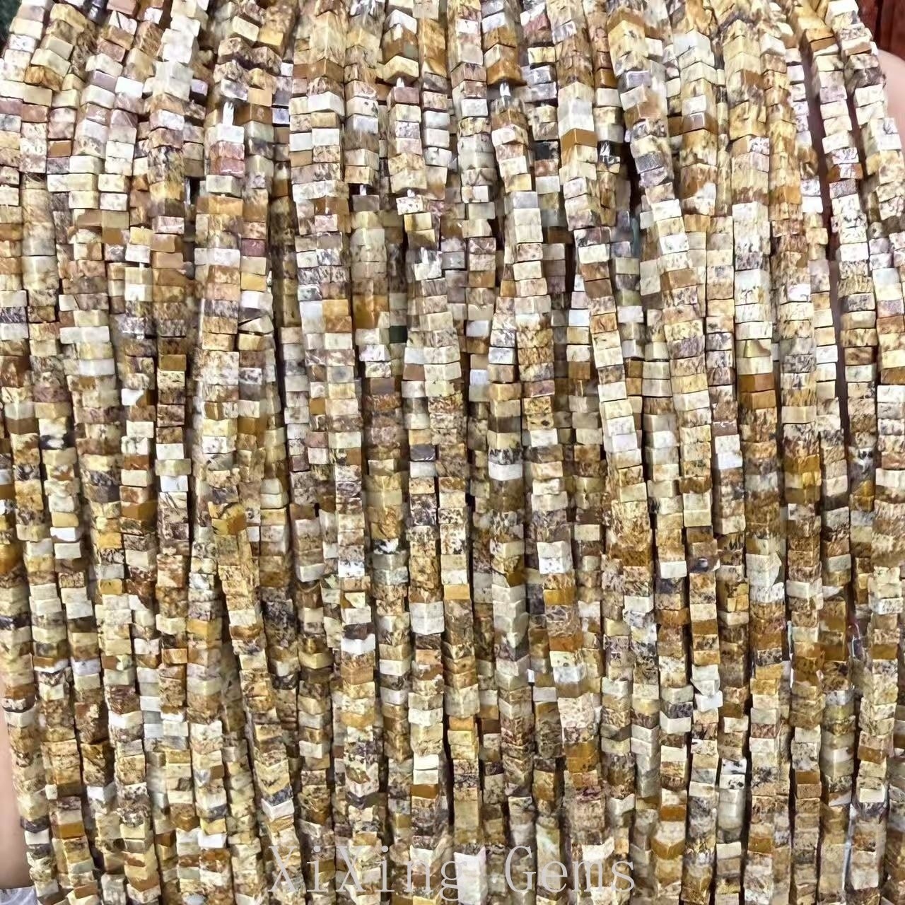 1x2mm Natural Picture Jasper Flat Square Disc Spacer Beads for Jewelry Making