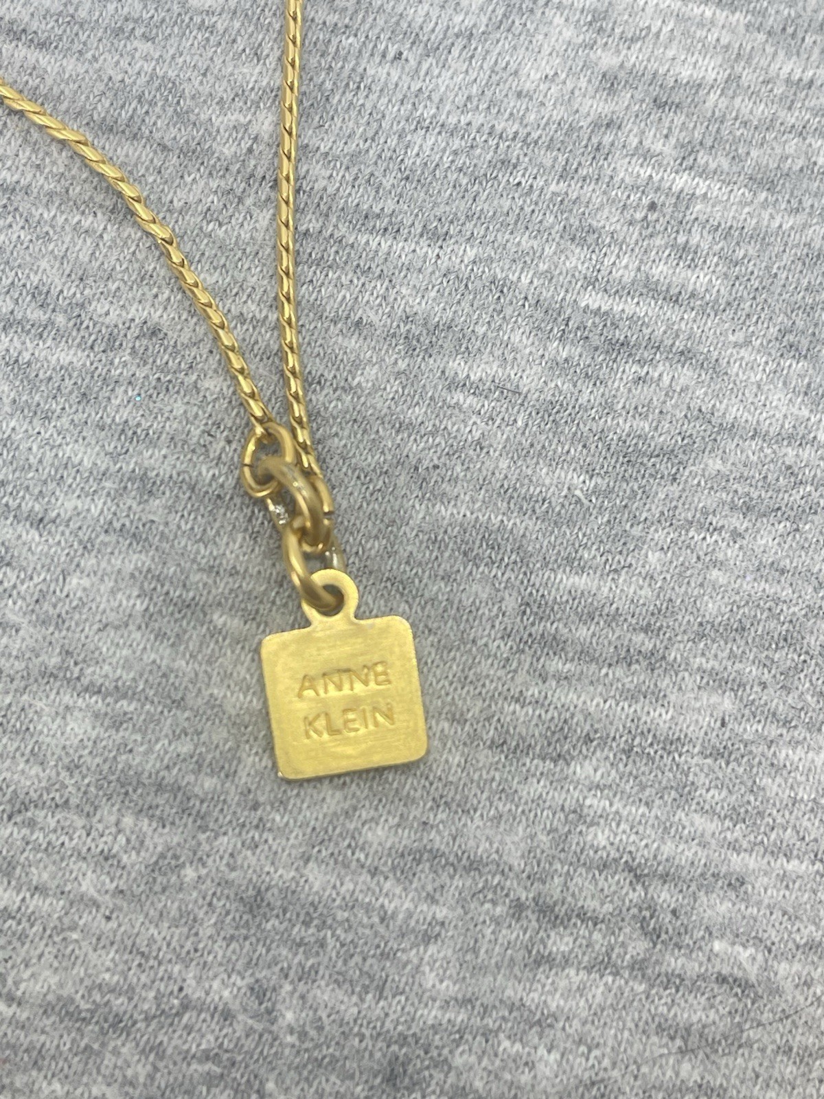 Vintage Signed Anne Klein Satin Brushed GoldTone Swirls Station 36.5” Necklace
