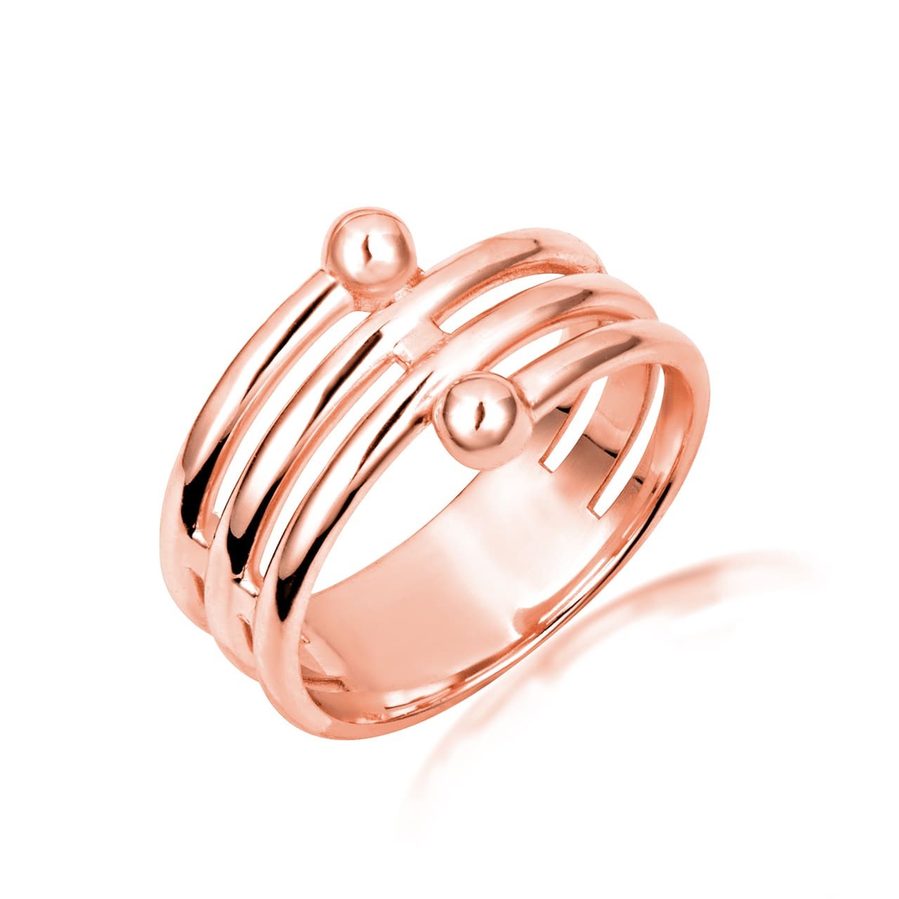 Gold Multi Row Beaded Band Ring (Available in Yellow/Rose/White Gold)