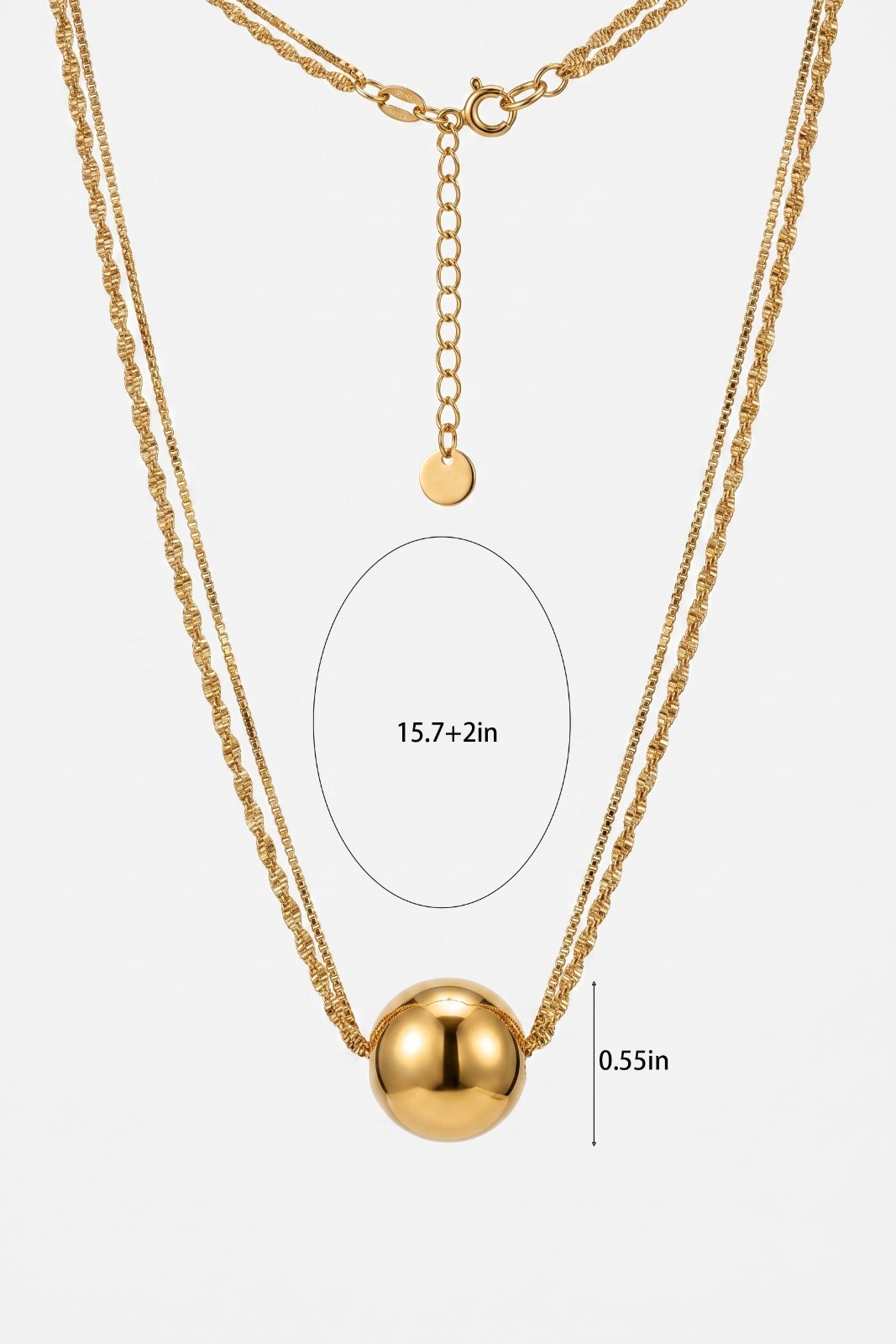 Stainless Steel 18K White Gold Plated Double Layer Sphere Ball Pendant Choker