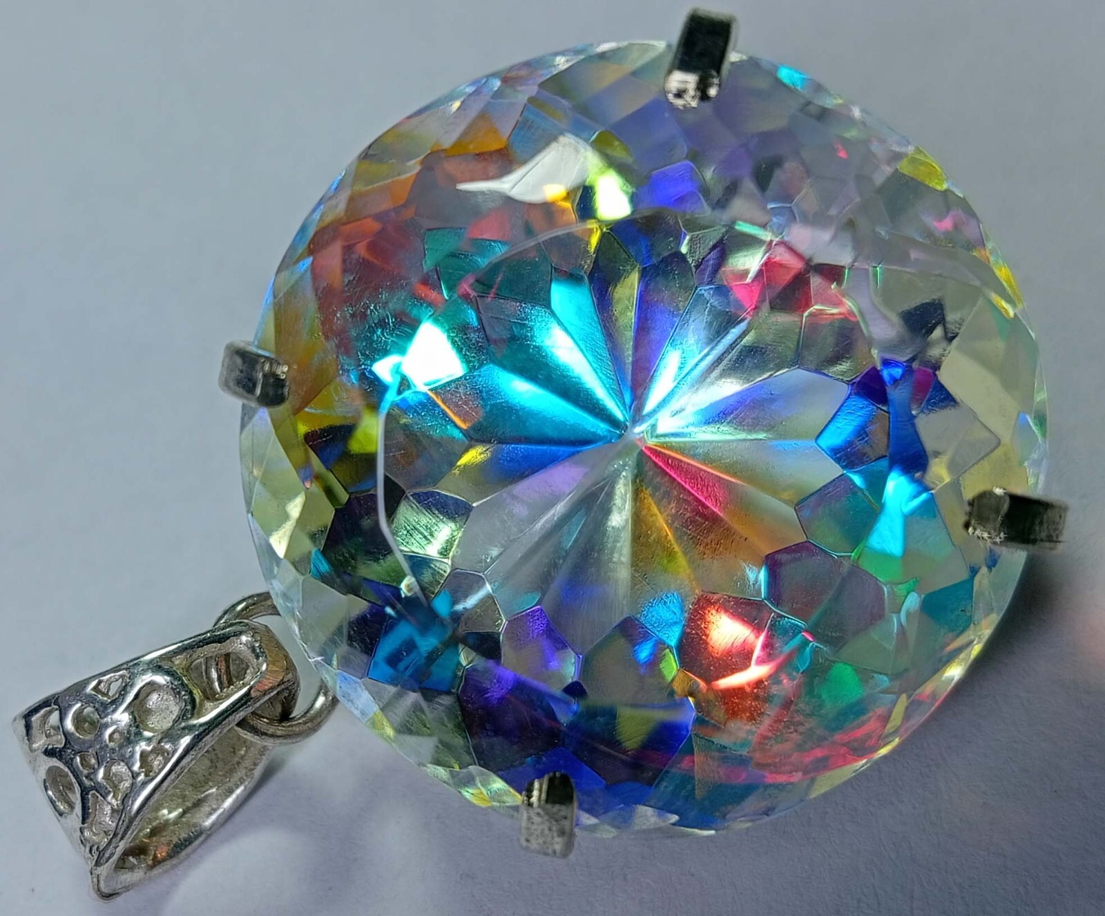 86.20 Ct Mystic Topaz Round Cut Pendant Natural Loose Gemstone Locket Certified