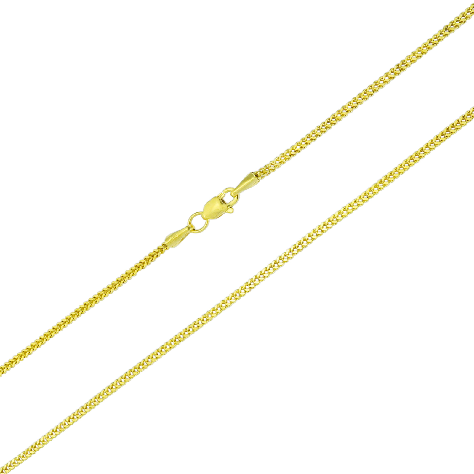 10K Yellow Gold 1.5mm Foxtail Wheat Franco Box Chain Pendant Necklace 16″- 30″