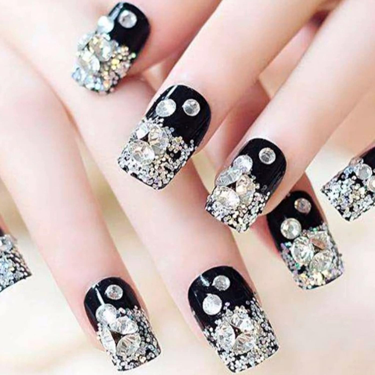 2600Pcs Faceted Glass Rhinestone 7 Sizes Pointed Back Crystal Diamante Gems Face