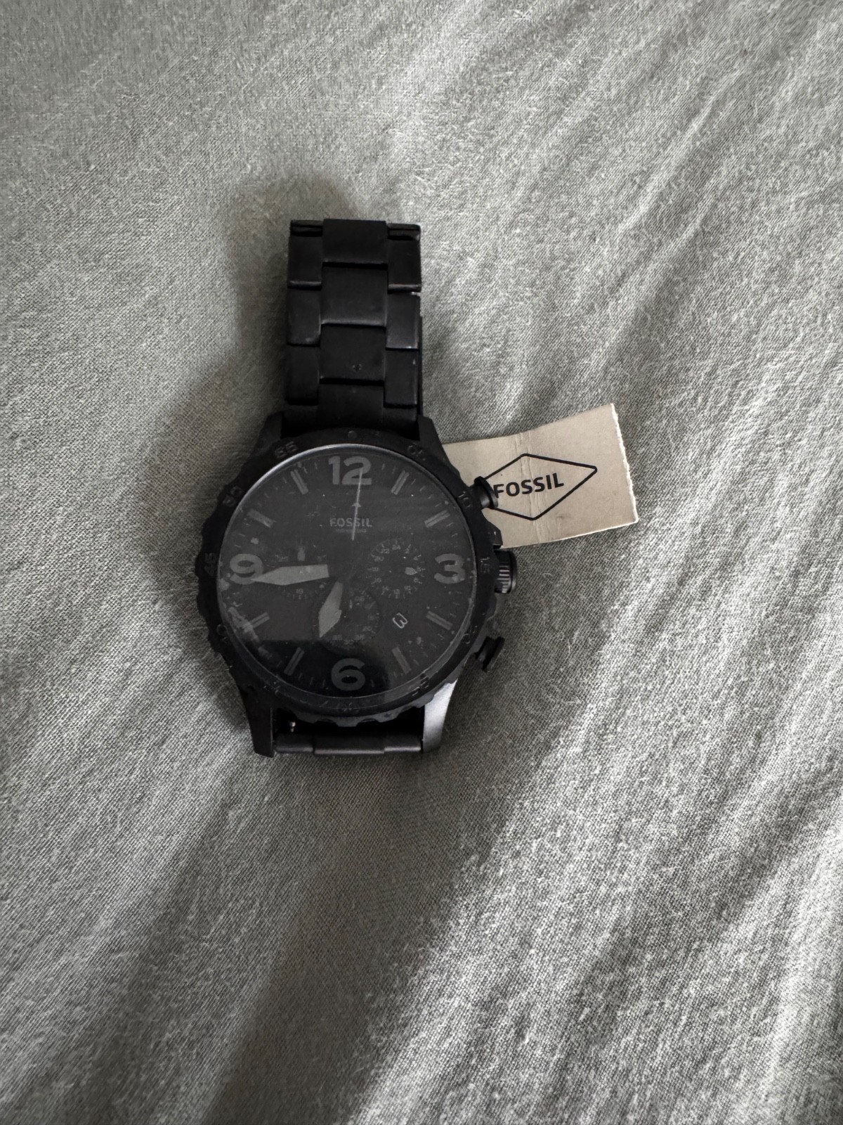 BRAND NEW Fossil “Nate” Chronograph Black Stainless Steel Watch (JR1401)