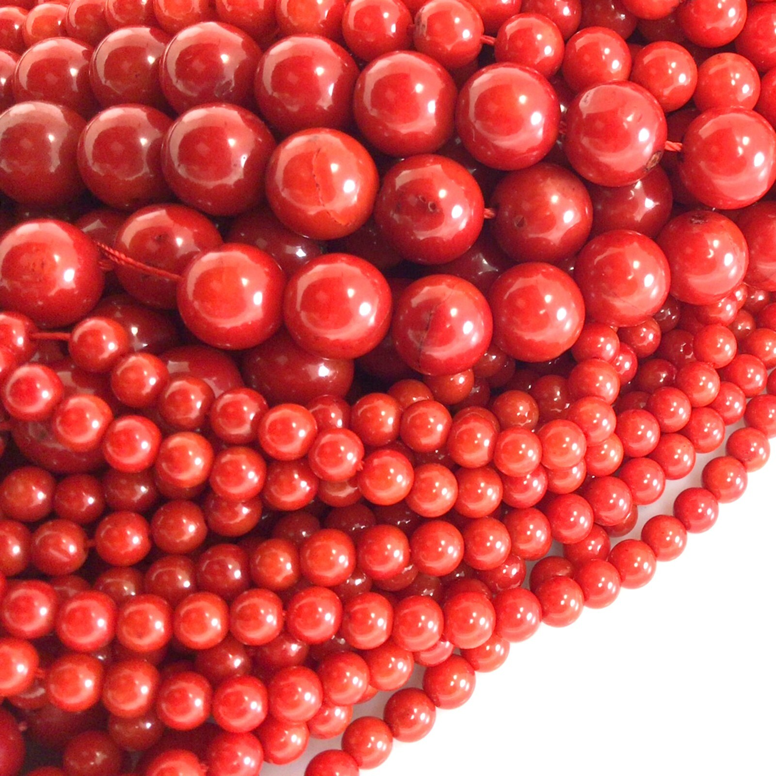 Red Sea Coral Smooth Round Spacer Loose Beads 15″ 3mm 4mm 6mm 8mm 10mm 12mm