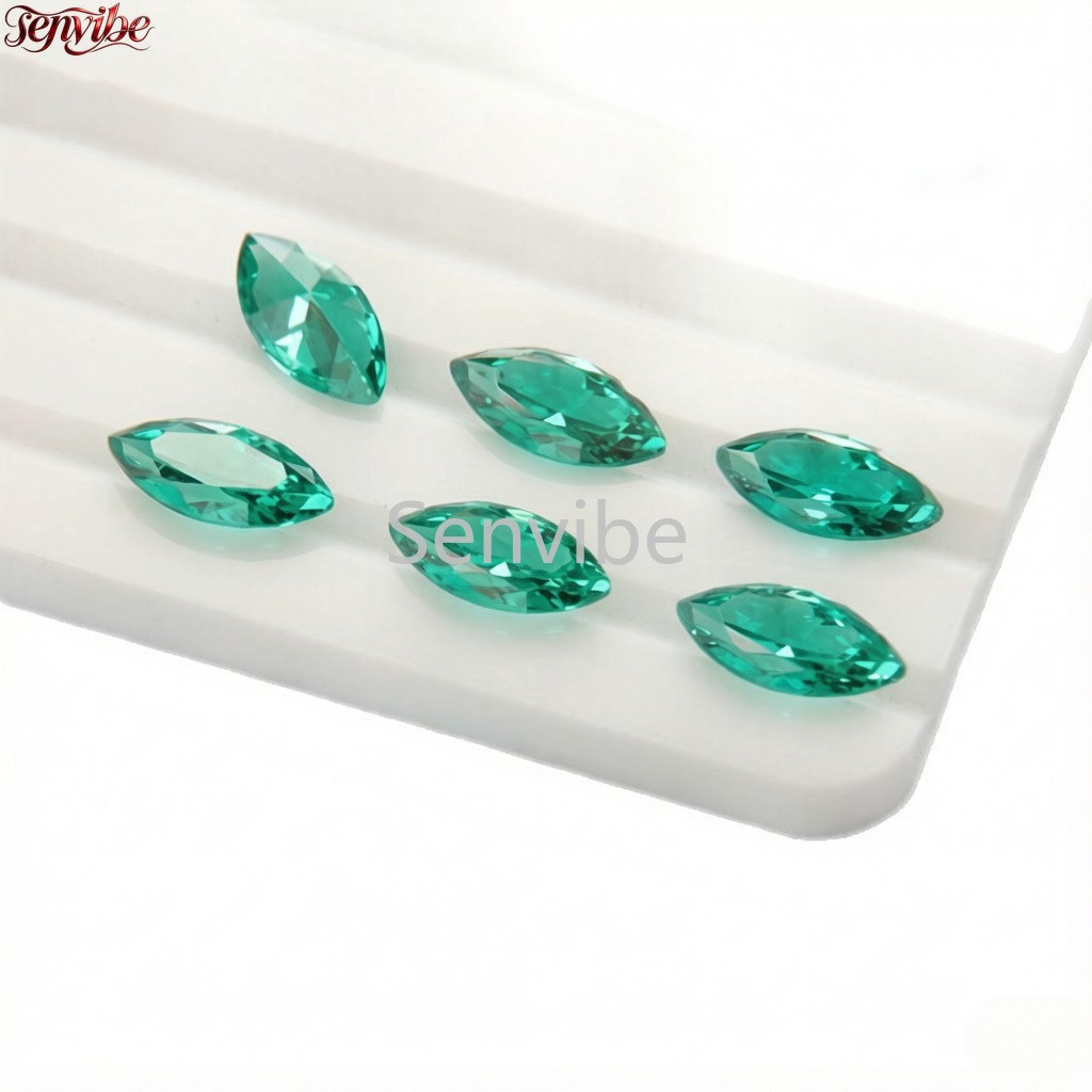 5pcs Blue Green Marquise Cut Synthetic Zircon 5A Loose CZ Gemstone Jewelry