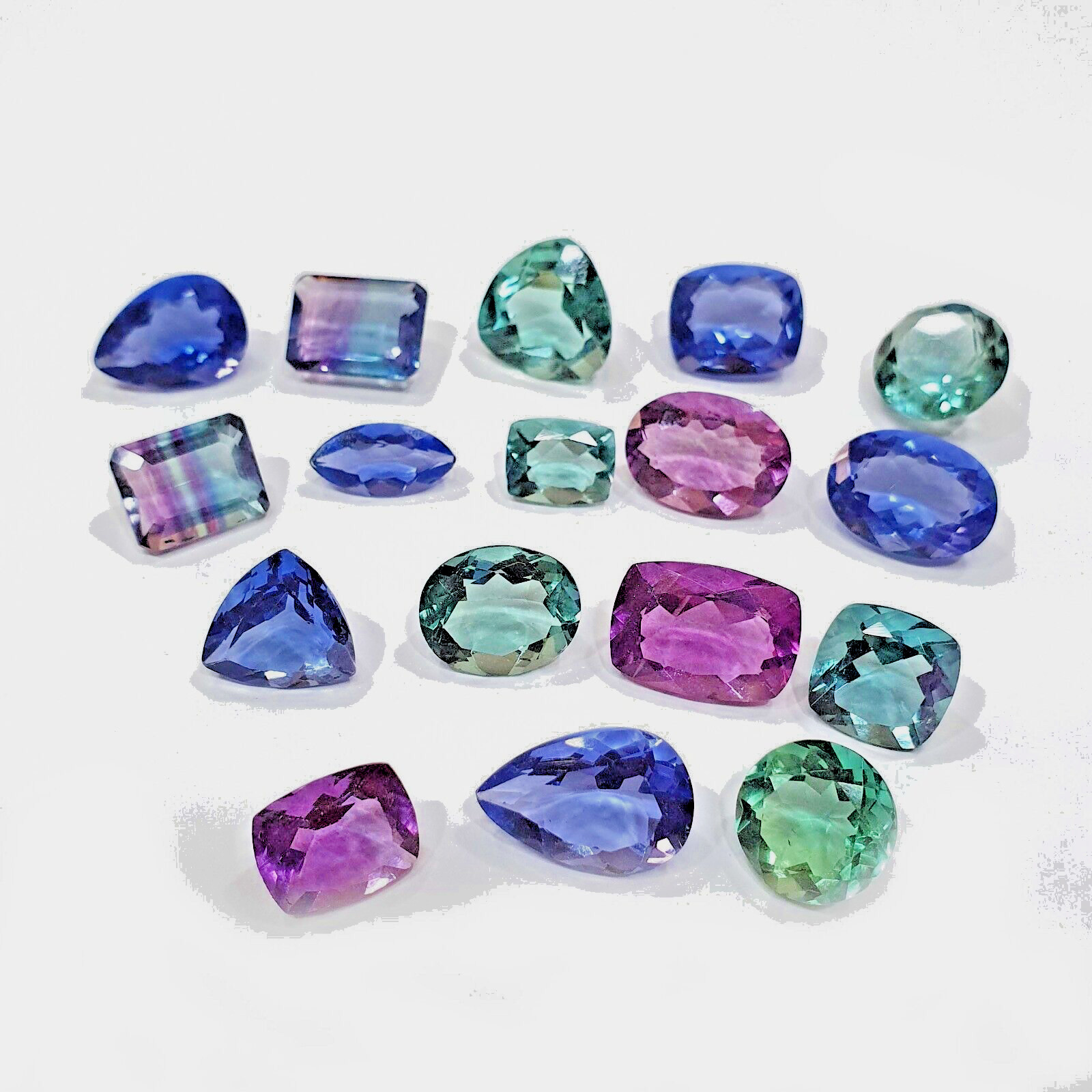 Natural Multi Color Fluorite Mix Faceted Gemstone Lot 5-14 mm 4-5 Pcs 10 CT
