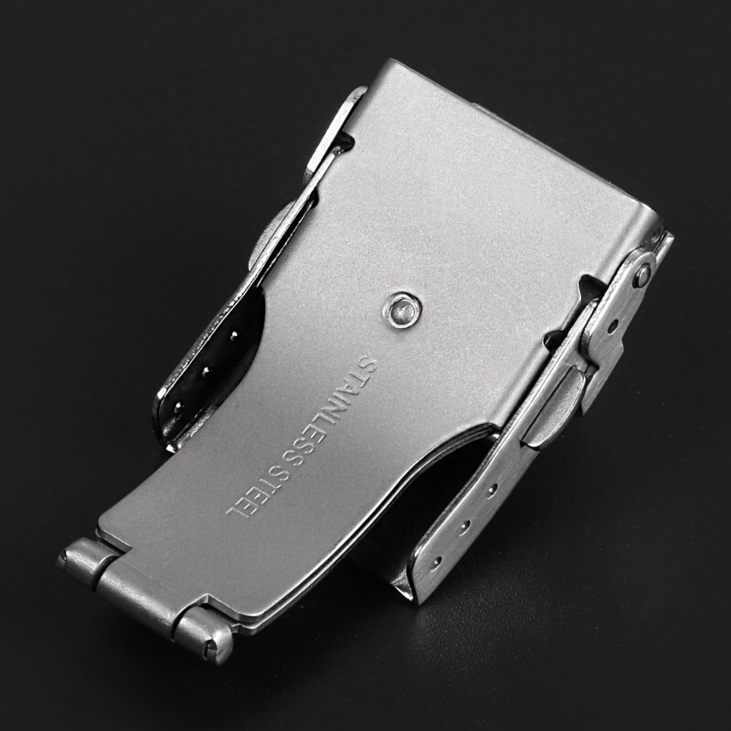 Premium Stainless Steel Double Push Buckle Metal Folding Clasp 16/18/20/22/24mm