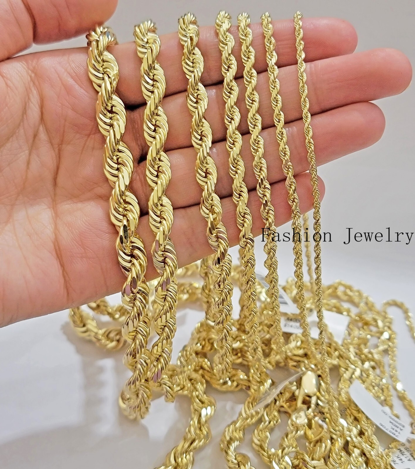 Real 14k Yellow Gold Rope Chain Necklace 2mm-10mm 18″-30″ 14KT SOLID Men Women