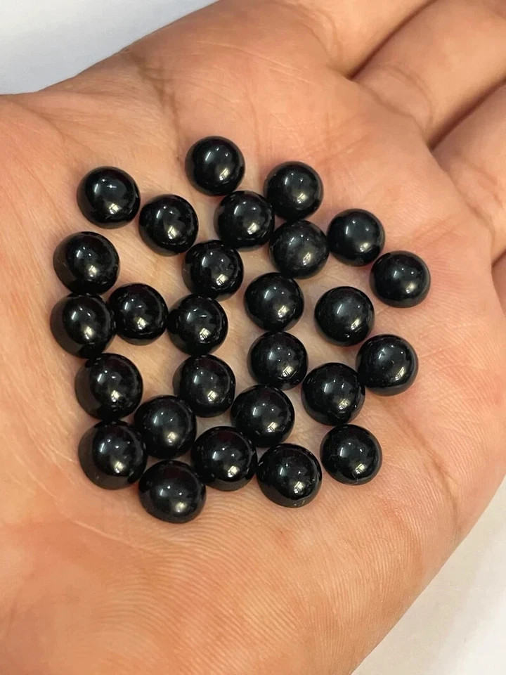 AAA+ Natural Black Onyx Cabochon Round Shape Loose Gemstone For