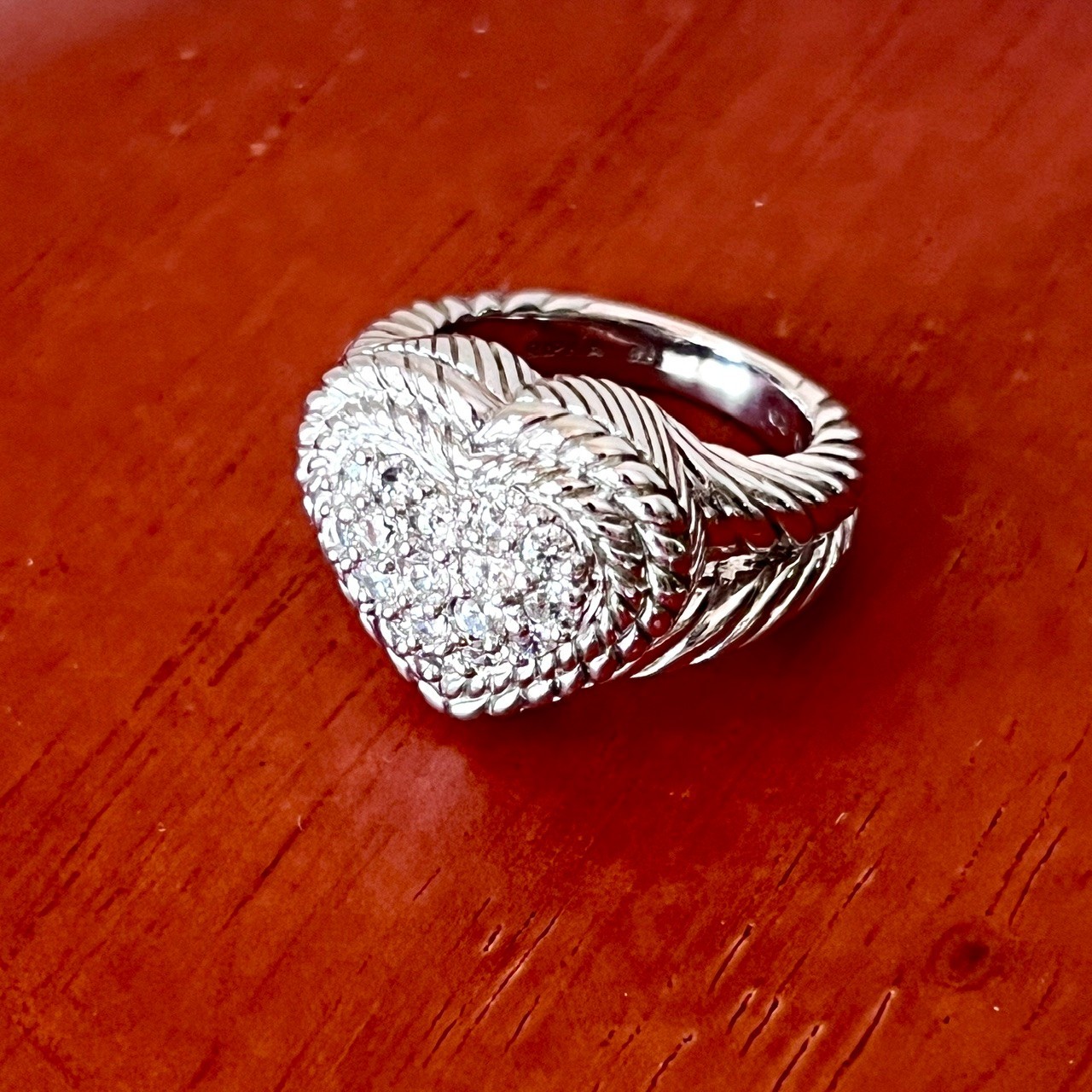 Judith Ripka 925 Sterling Silver Thailand CZ Heart Ring – Size 5 – 9.5g