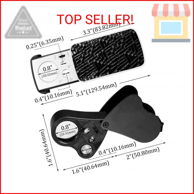 2 Pieces Jewelers Loupe 30X 60X 90X Illuminated Eye Loupe Magnifier Jewelry Magn