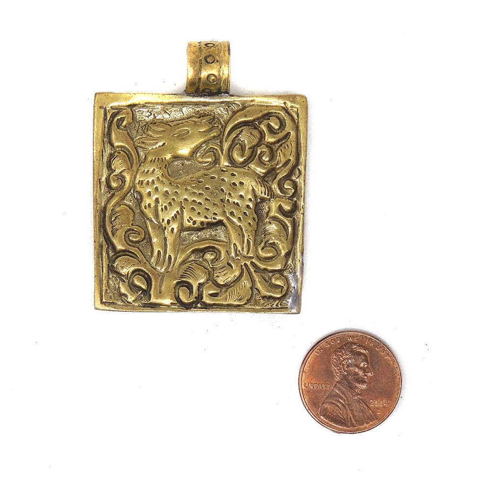 Brass Tibetan Repousse Buddha Pendant