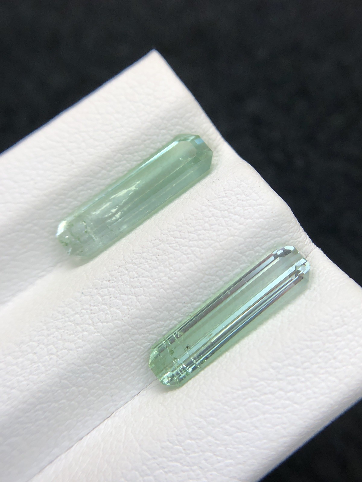 3.70 Ct Natural Seafoam Tourmaline Pair Long Emerald Cut Slightly Included
