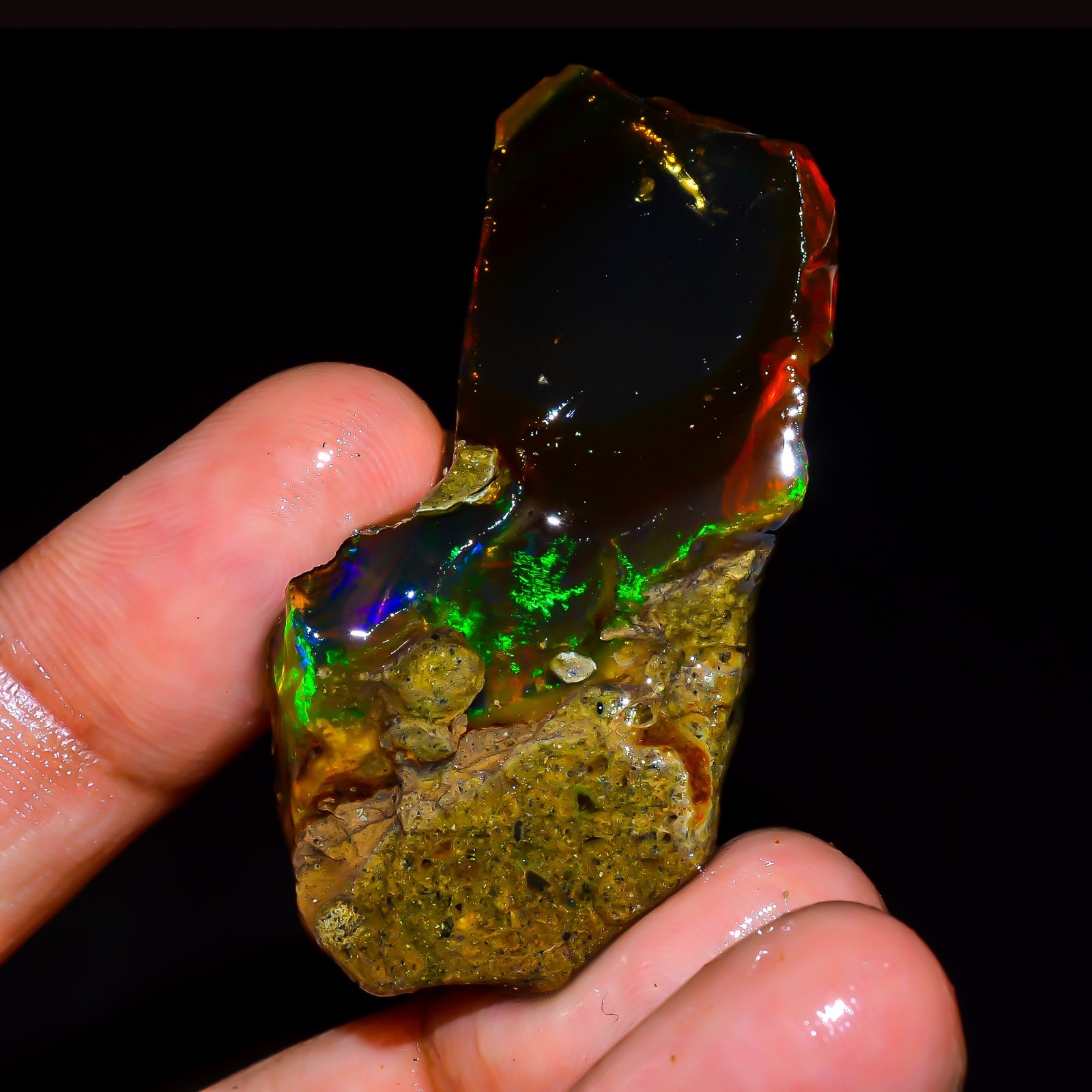 47.50 Ct Fire Opal Ethiopian Natural Oil Rough Gemstone For Jewelry 46x23x10 mm
