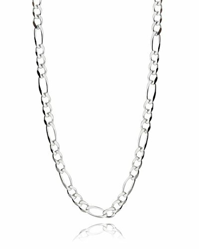 4mm Figaro Chain Necklace – 925 Sterling Silver – Italy 16, 18, 20, 22, 24, 30″