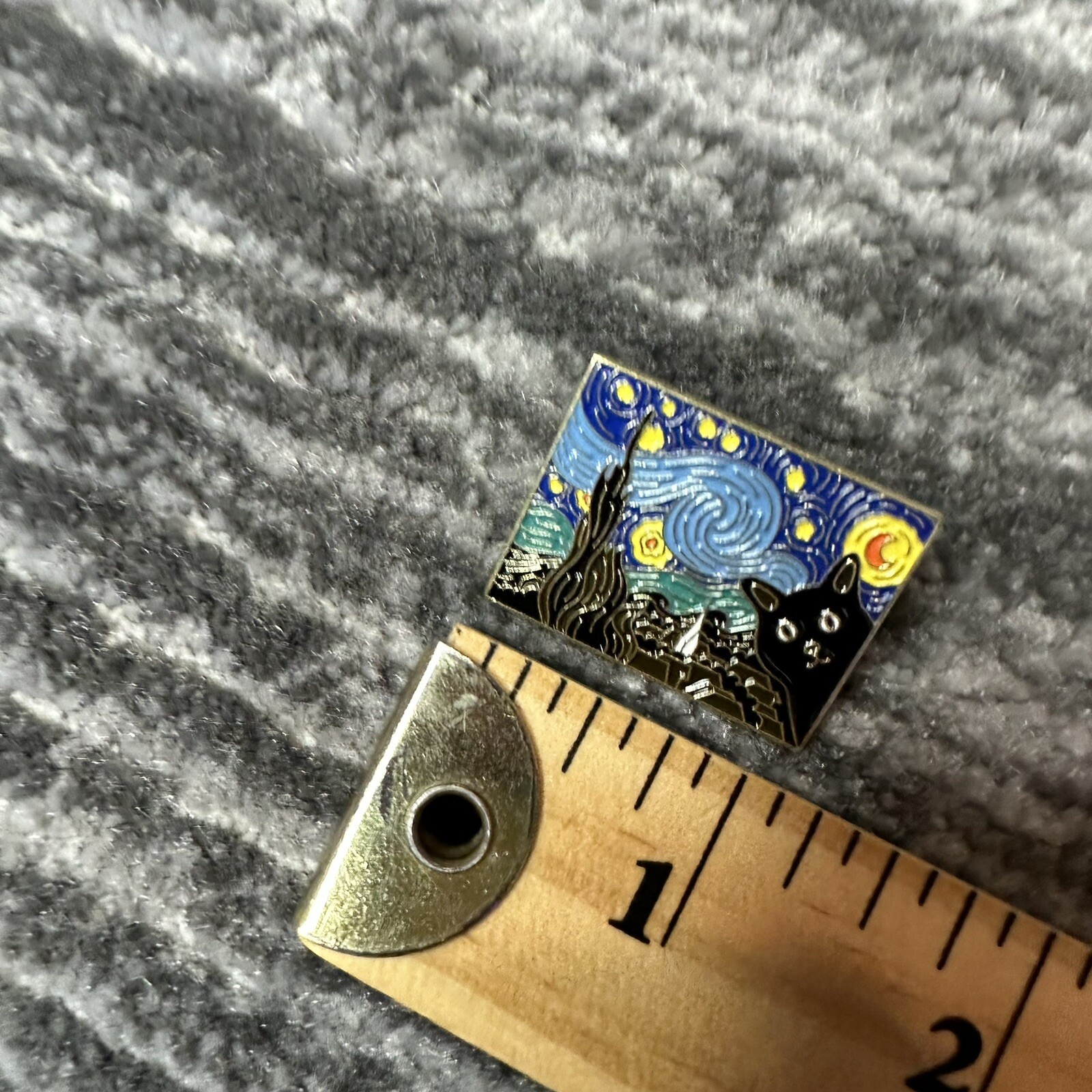 Cat Enamel Pin Starry Night With Black Kitten Face Brooch Lapel Badge Jewelry
