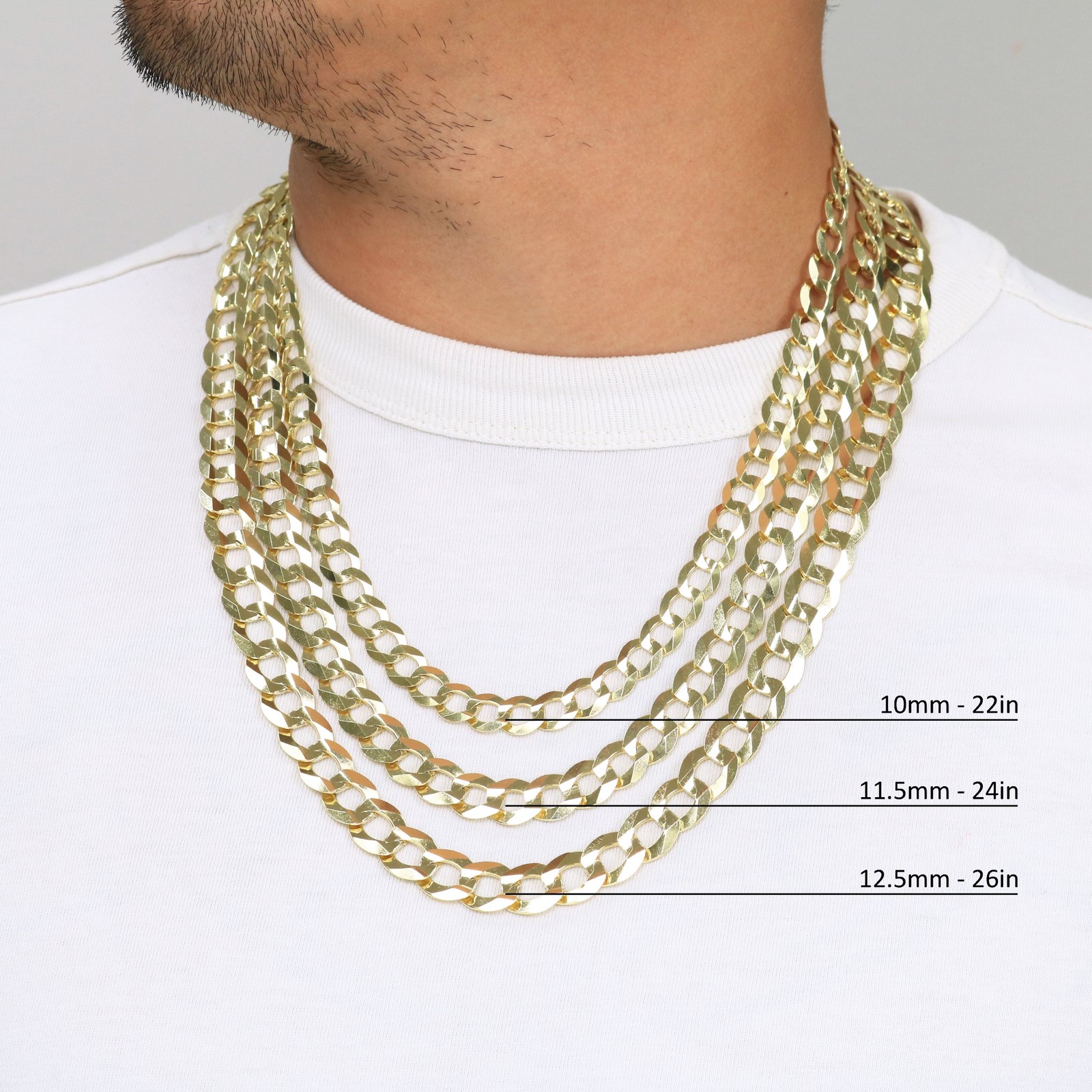 14K Yellow Gold Solid 1.5mm-12mm Cuban Curb Chain Link Pendant Necklace 16″- 30″