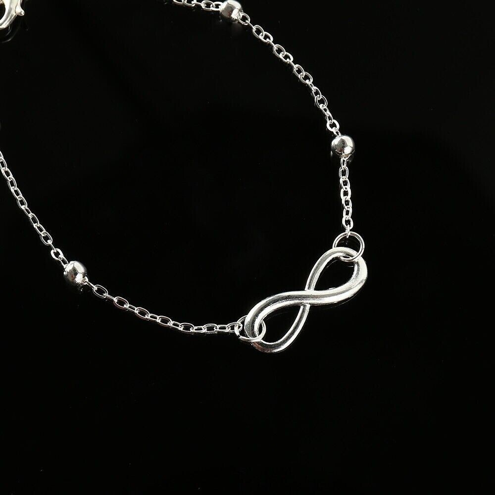 New Women Ankle Bracelet 925 Sterling Anklet Silver Boho Foot Chain Beach Sliver