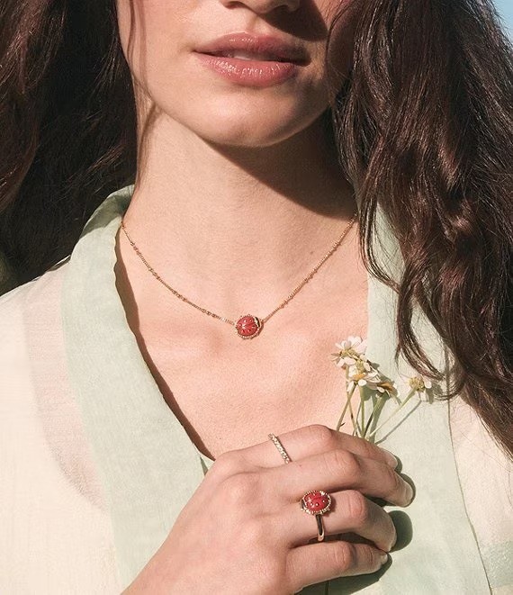 💚🐞NEW Kendra Scott 💚🐞”Sliver” Red Ladybug Short Pendant Necklace