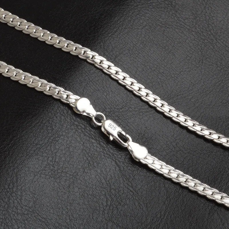 925 Sterling Solid Silver Chain Necklace Jewelry for Women Men Fashion Gif