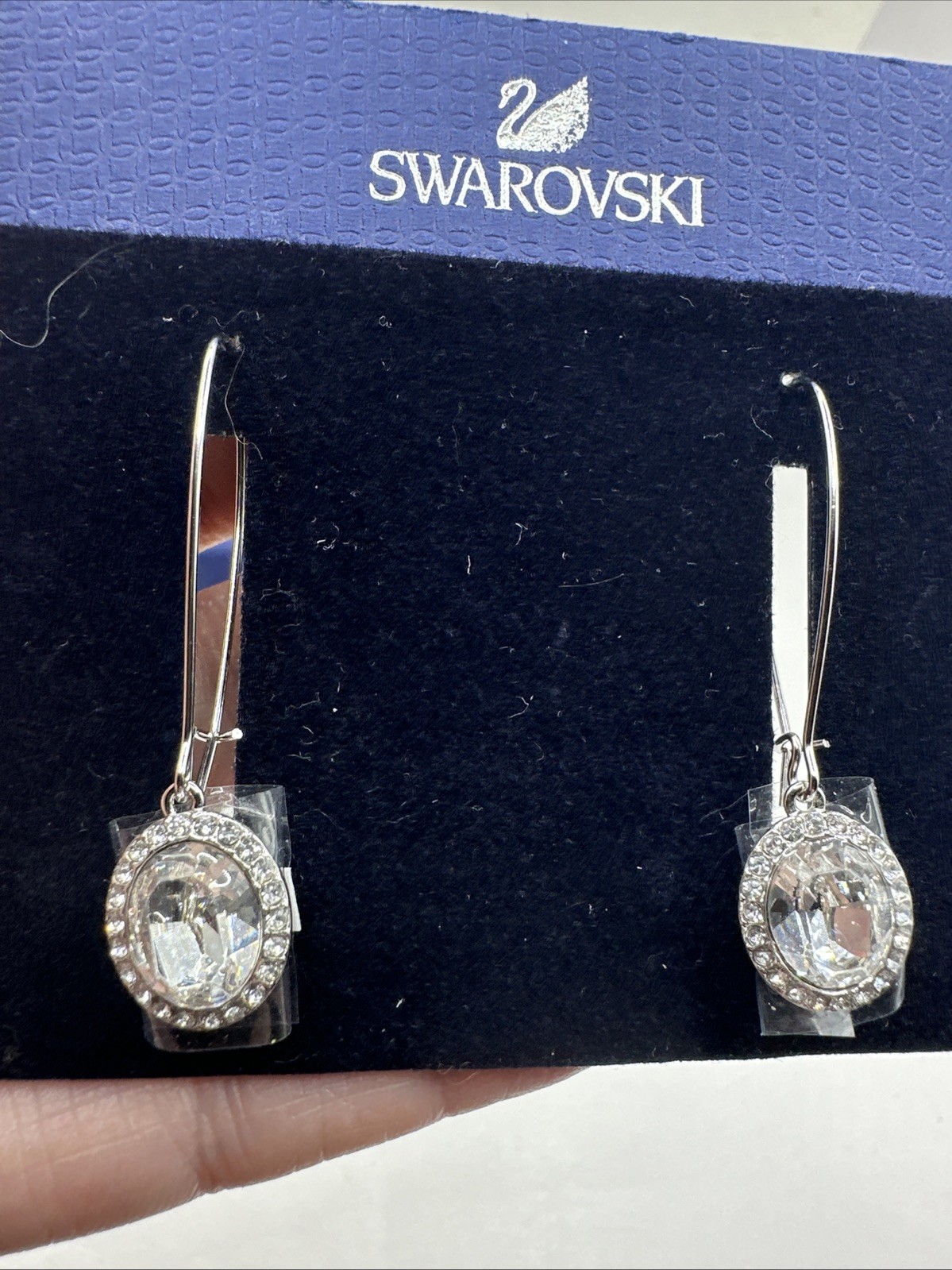 Swarovski Dangle Drop Earrings 2” Crystal Rhodium Plated Still Wrapped NIB