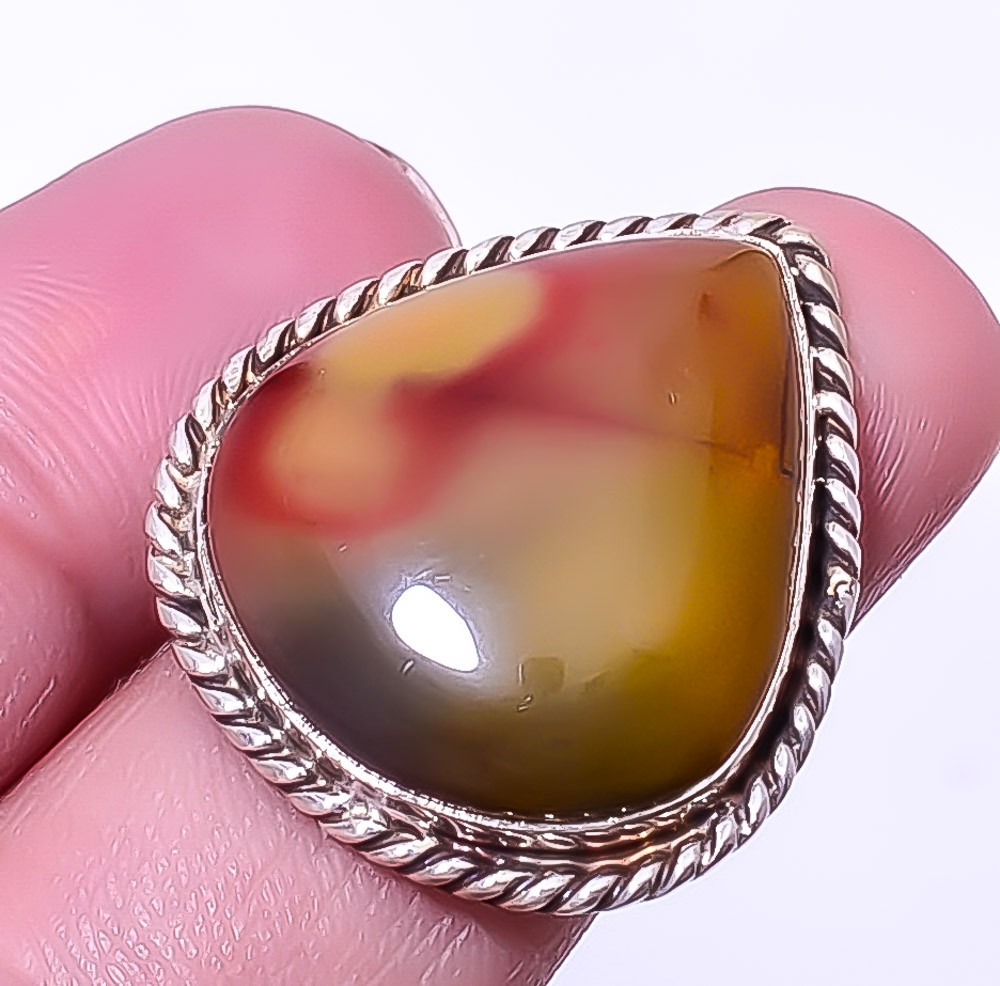 Mookaite – Australia Handmade Silver Plated Jewelry Ring Adjustable (R25)