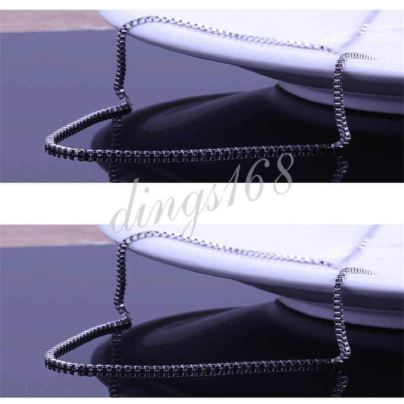 Solid 925 Sterling Silver 16/18/20/22/24/26/28/30/32″ Italian Box Chain Necklace