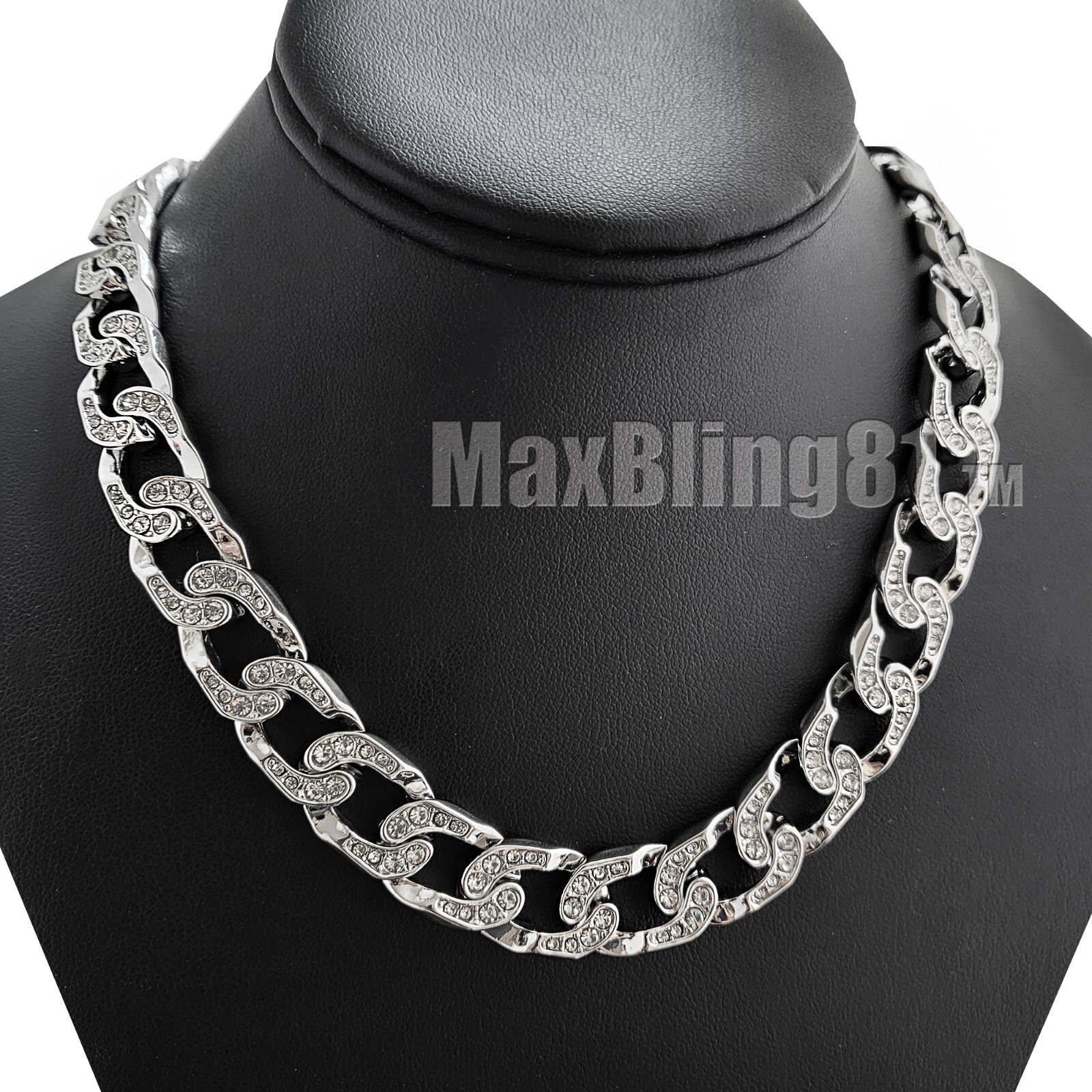 Silver Plated Alloy Cubic Zirconia Drip Broken Heart & Iced Cuban & Tennis chain