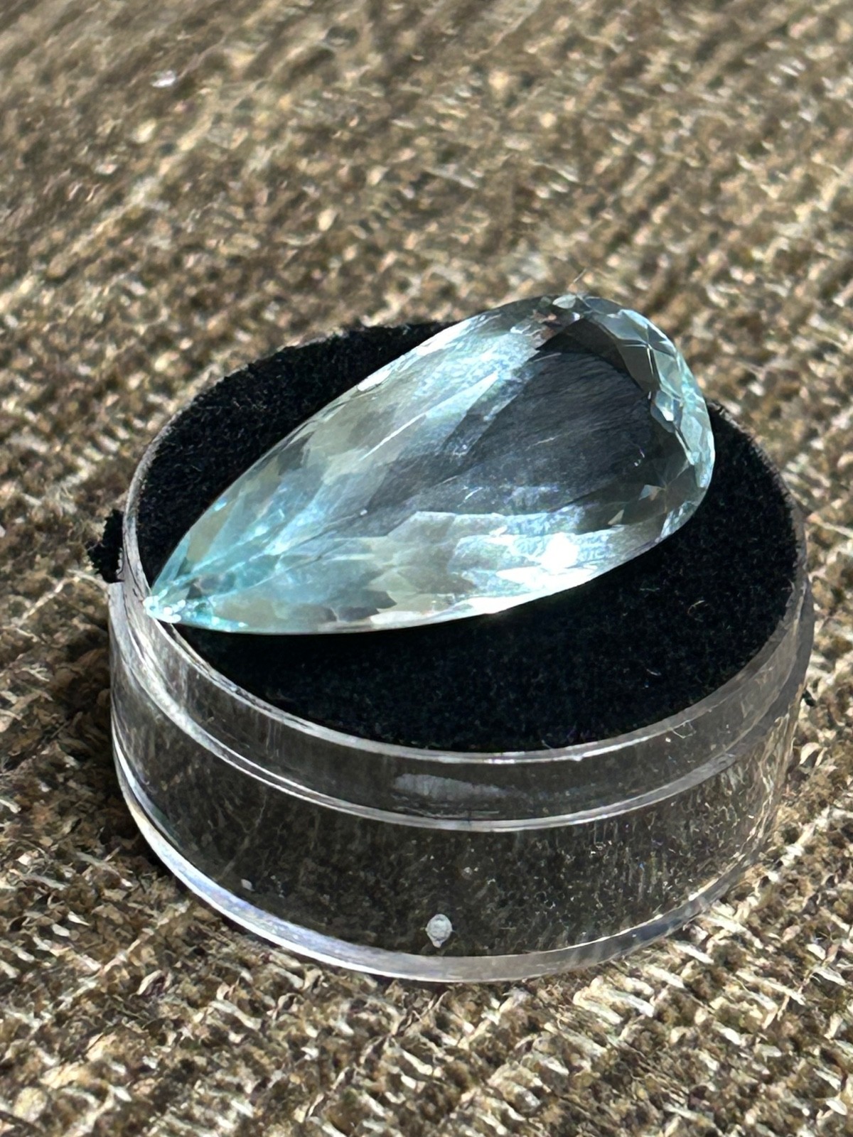 Very Light BLUE TOPAZ 23 CT Faceted Pear /Tear Drop Natural Gemstone 33 x 14 mm