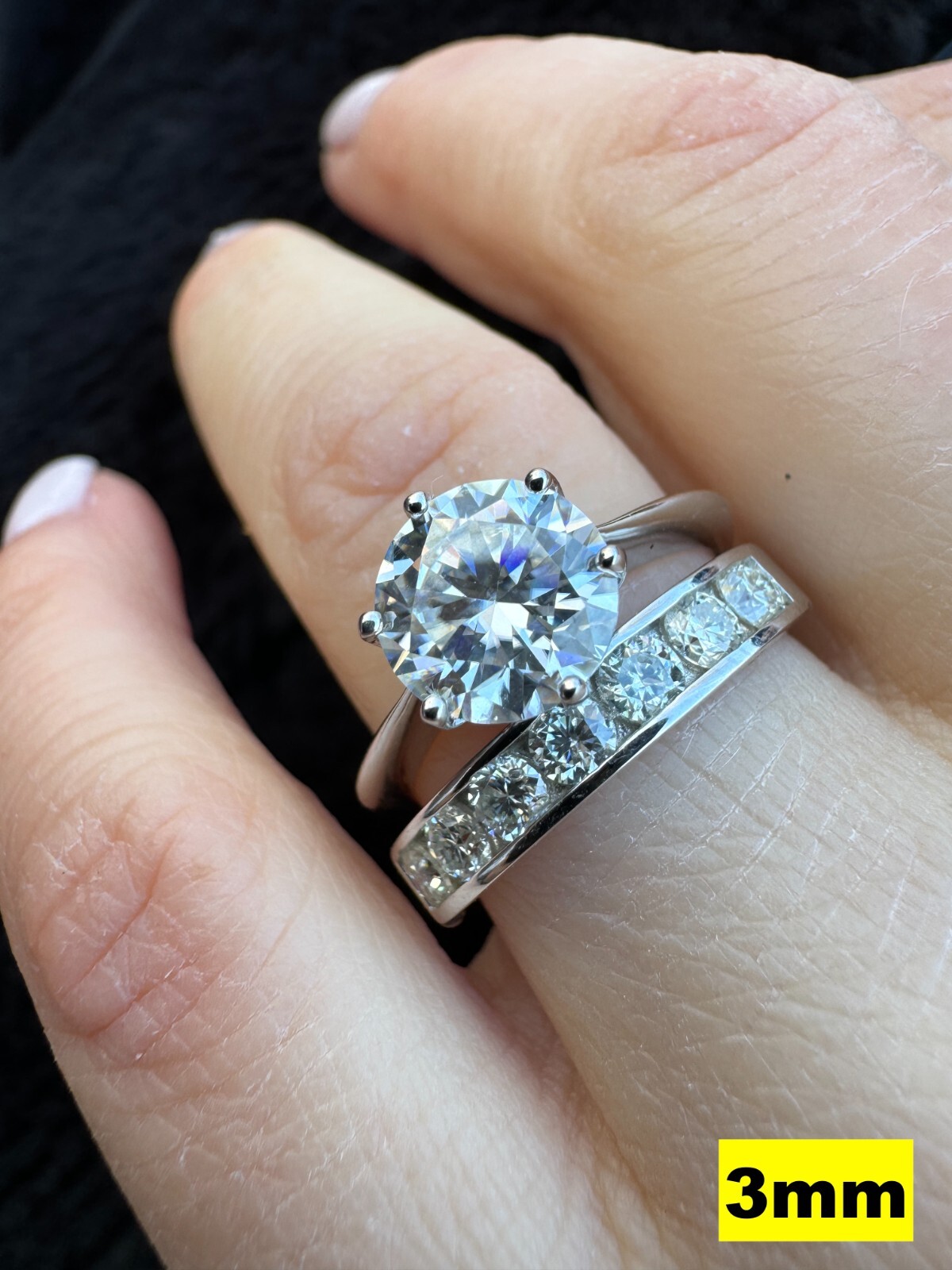 Real Moissanite Half Eternity Band Channel Set Wedding Ring 925 Silver 1.5mm-5mm