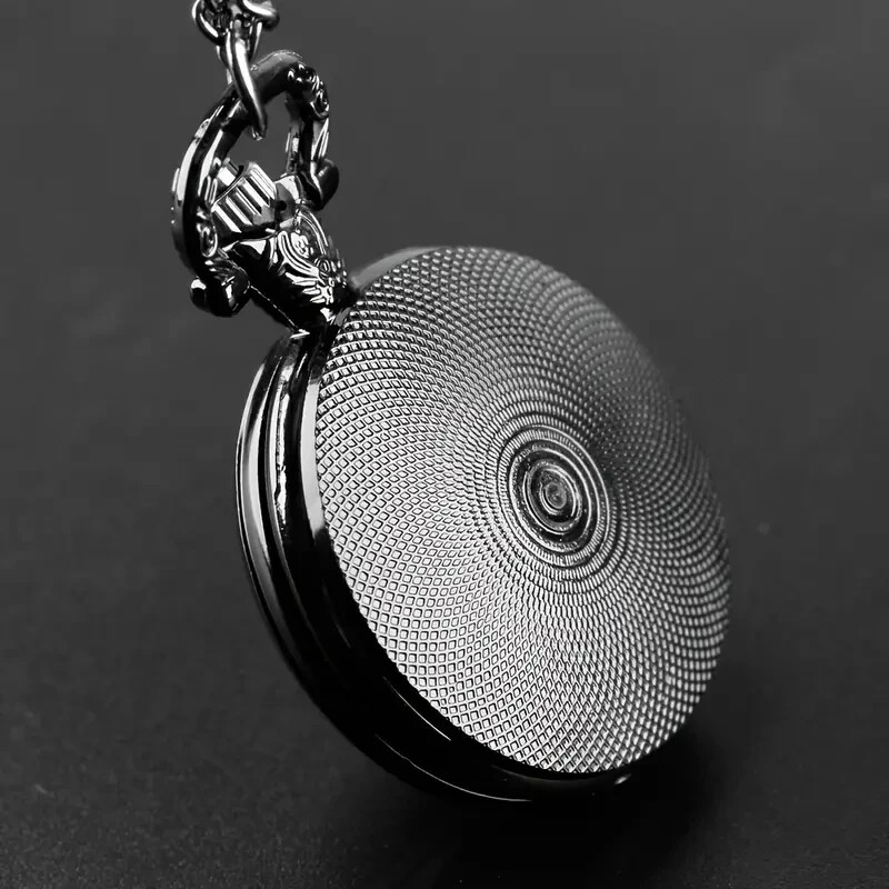 NEW 1.4″ Love & Roses Vintage-ish Quartz Pocket Watch, Black Necklace Chain .6w