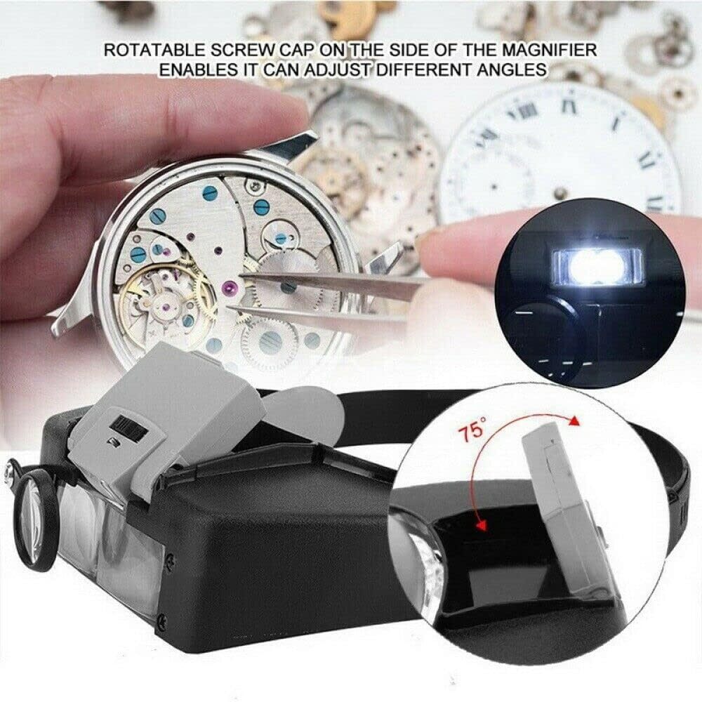 Jeweler Magnifier Headband Headset LED Head Lamp Light Magnifying Glass Loupe US